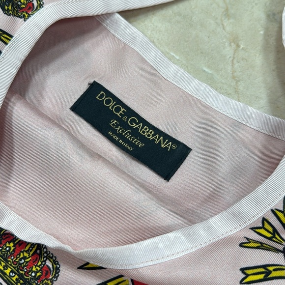 DOLCE & GABBANA SILK GRAPHIC LOGO PRINT TOTE BAG FULLY LINED DOUBLE TOP HANDLES - Picture 8 of 12